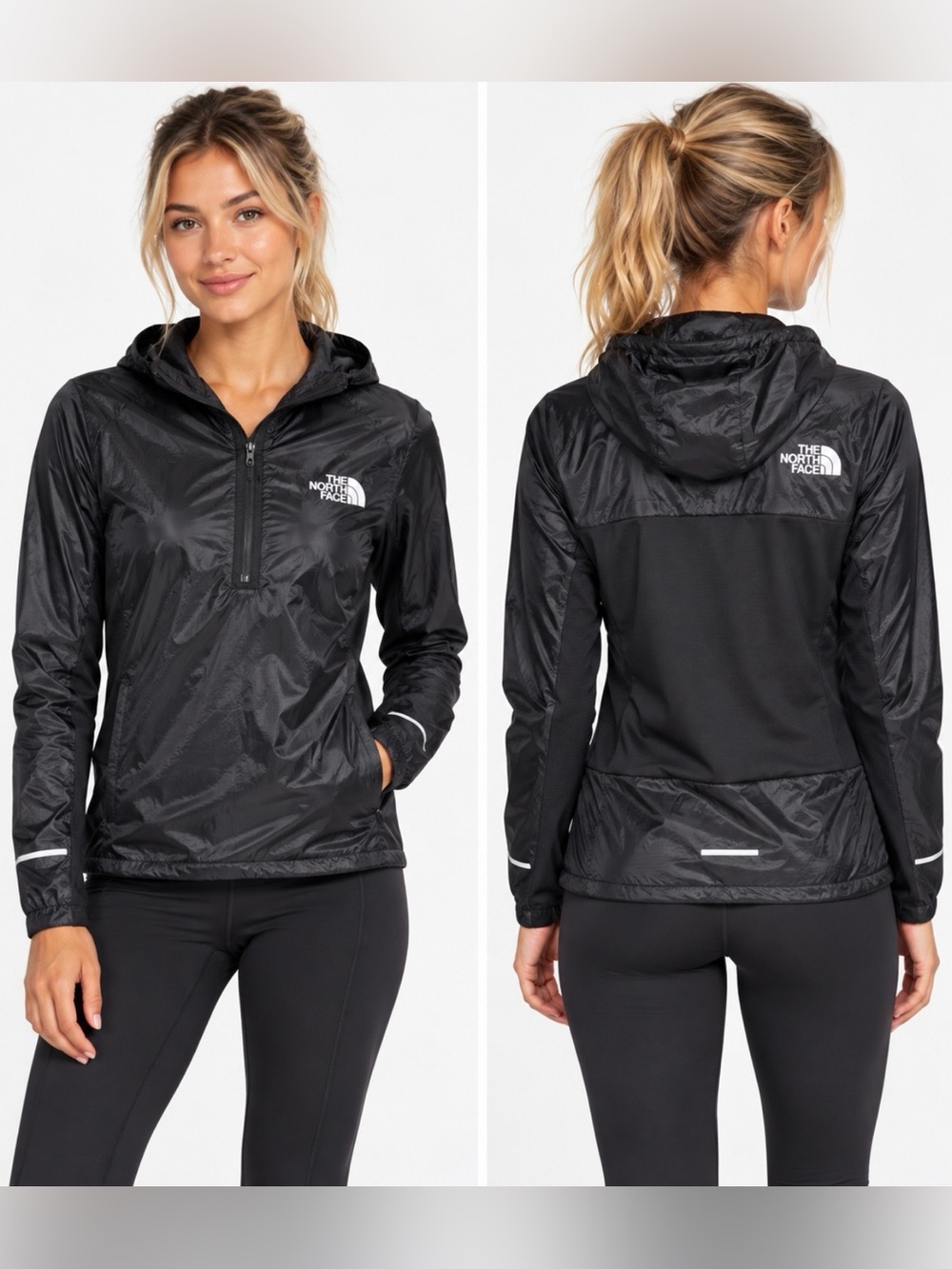 The North Face Women's Small Petite Black Insulated Hooded Windbreaker Jacket
